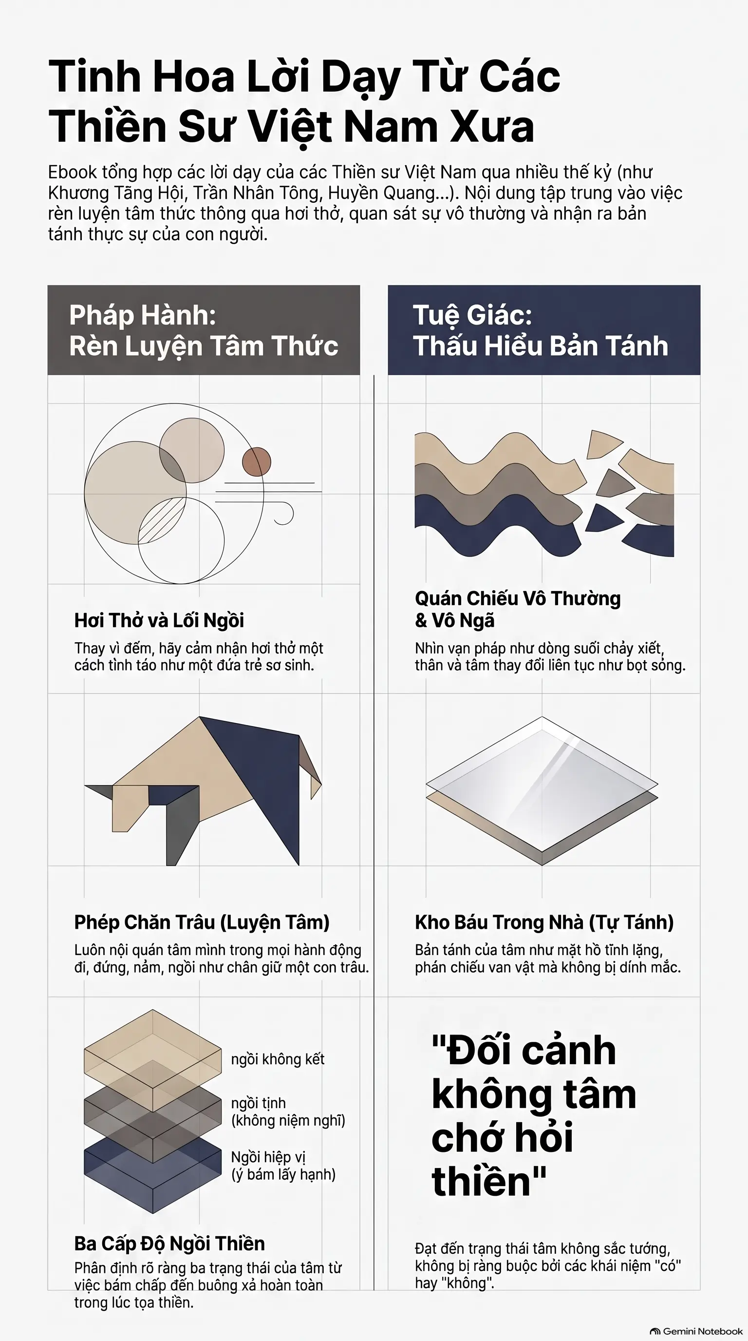 Infographic - Tìm Lại Sự Bình An Giữa Đời Thường: Những Bài Học Vô Giá Từ Thiền Sư Việt Nam Xưa
