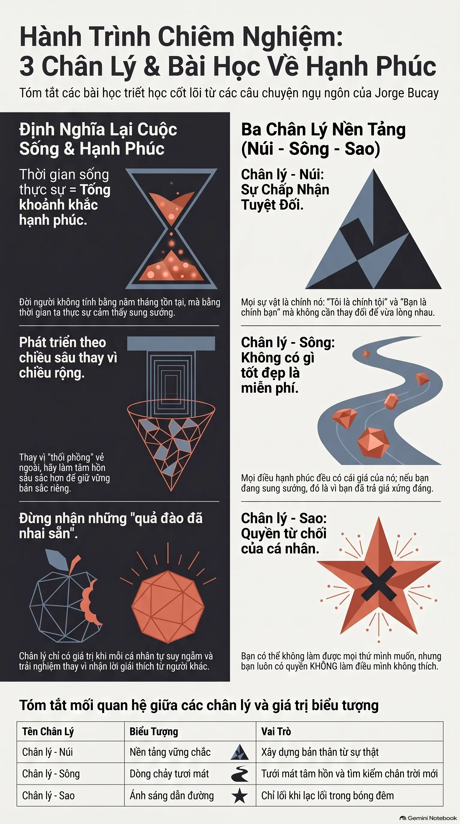 Infographic - KHÁM PHÁ VŨ TRỤ NGỤ NGÔN CỦA JORGE BUCAY: KHI SÁCH LÀ GƯƠNG SOI TÂM HỒN