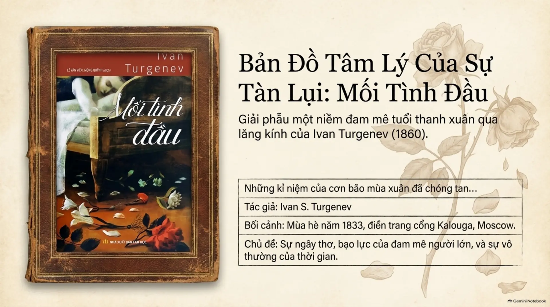 Slide Tóm tắt 1 - Mối Tình Đầu của Turgenev: Bản Tình Ca Dang Dở Giữa Mùa Hè Moscow 1833