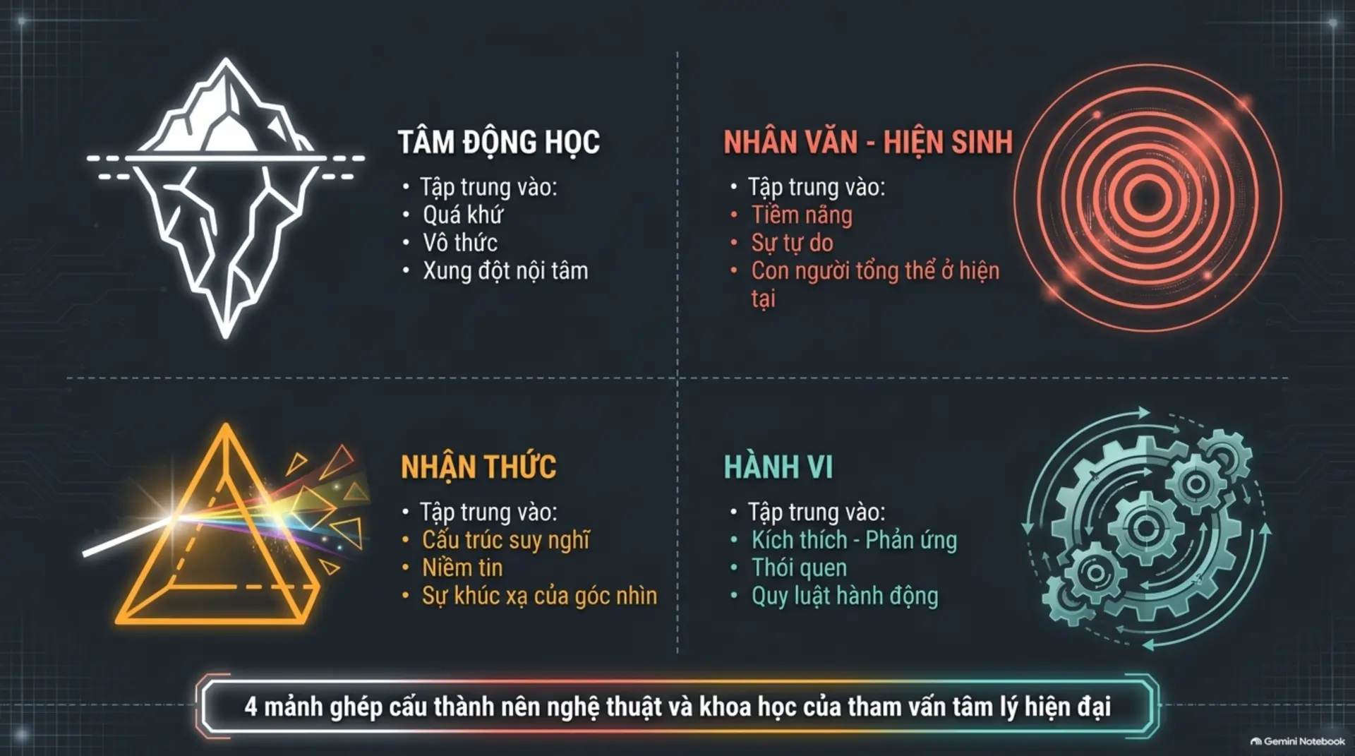 Slide Tóm tắt 2 - Thấu hiểu nội tâm: Hành trình khám phá các trường phái tâm lý học cùng Mecobooks