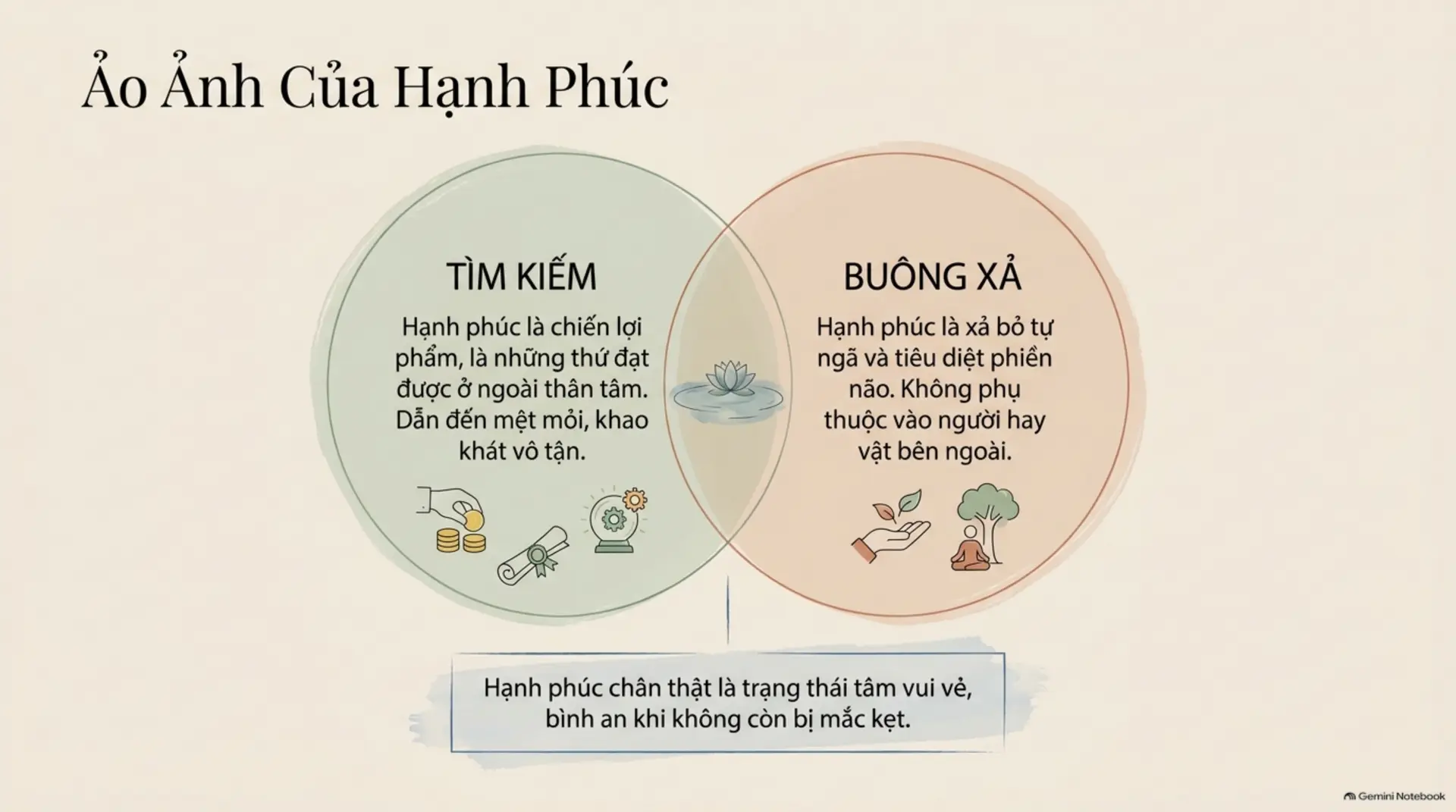 Slide Tóm tắt 2 - Buông Xả Phiền Não: Nghệ Thuật Tìm Kiếm Hạnh Phúc Chân Thật Giữa Đời Hiện Đại