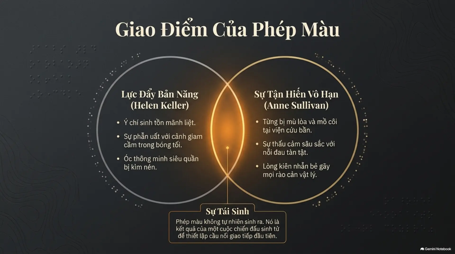 Slide Tóm tắt 4 - Helen Keller: Hành Trình Từ Bóng Tối Ra Ánh Sáng Và Bài Học Về Nghị Lực Phi Thường