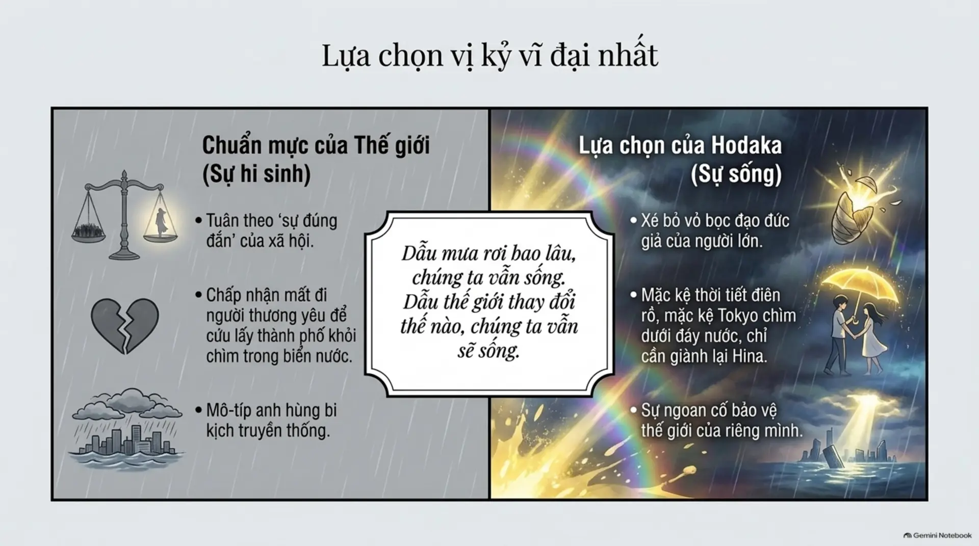Slide Tóm tắt 7 - Đứa Con Của Thời Tiết: Hành Trình Tìm Kiếm Vùng Ánh Sáng Giữa Tokyo Mưa Phủ