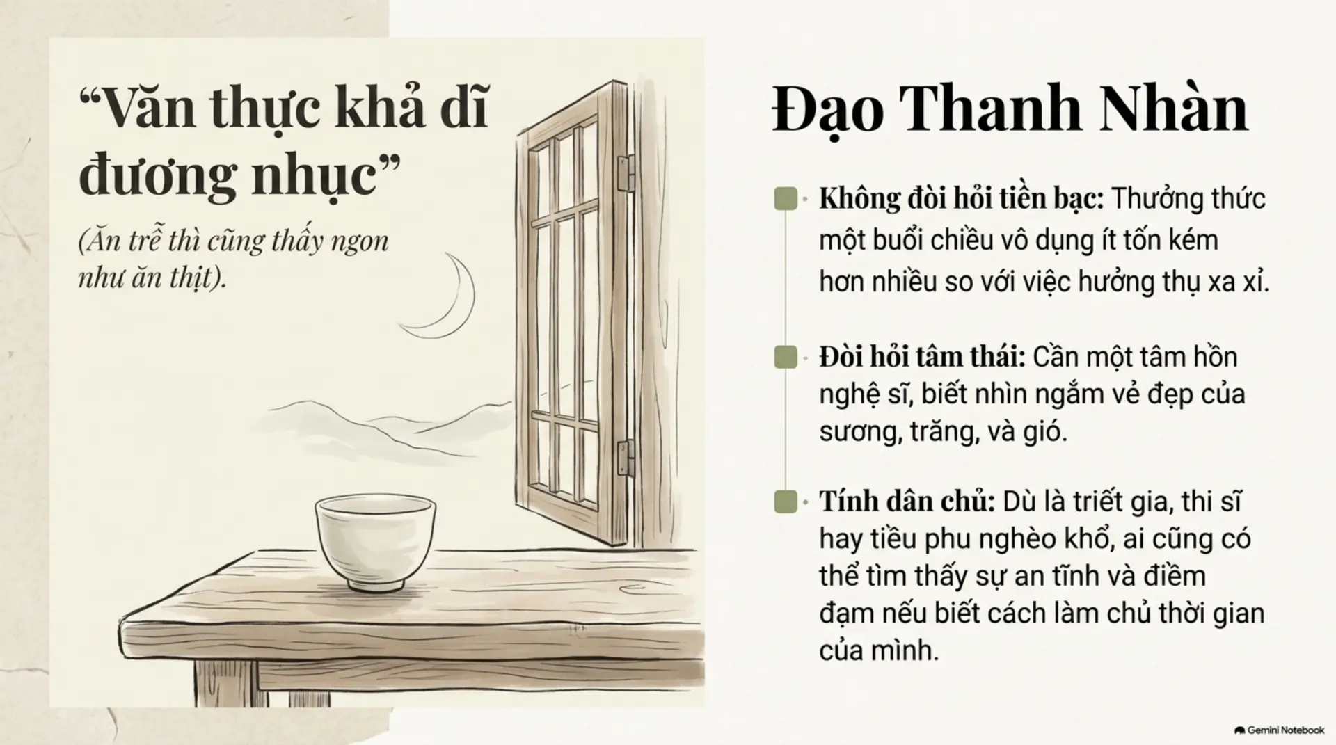 Slide Tóm tắt 8 - Sống Đẹp Theo Lâm Ngữ Đường - Nghệ Thuật Để Hạnh Phúc Giữa Đời Thật