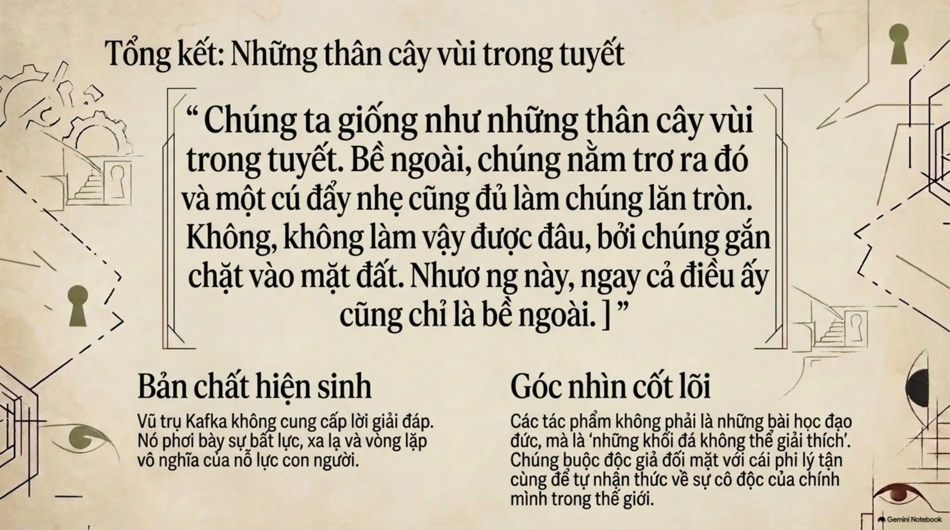 Slide Tóm tắt 9 - Khám Phá Thế Giới Phi Lý Của Franz Kafka: Những Bài Học Về Sự Tồn Tại Tại Mecobooks