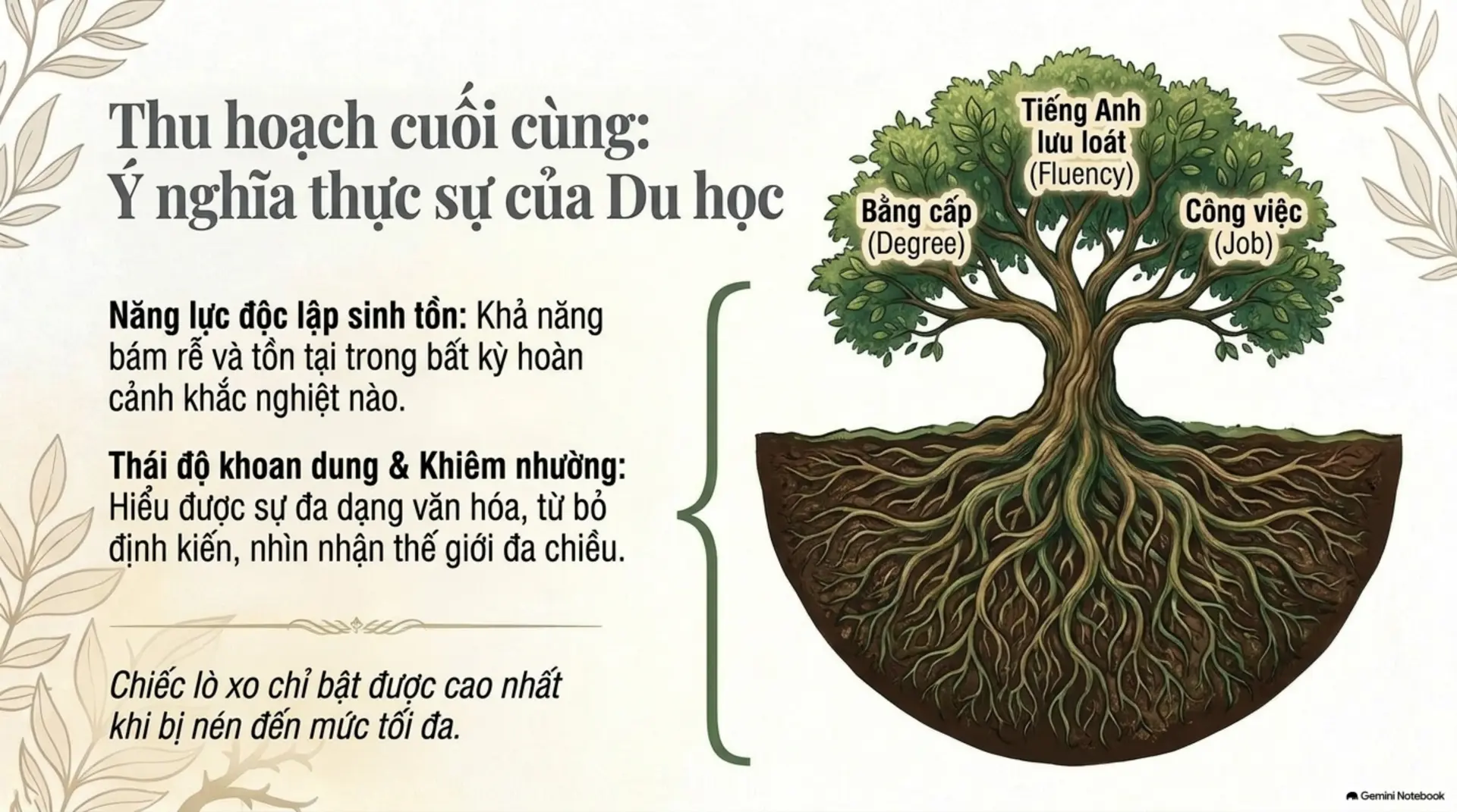 Slide Tóm tắt 9 - Du học trên đất Mỹ: Hành trình từ hạt giống khát vọng đến cánh rừng trưởng thành