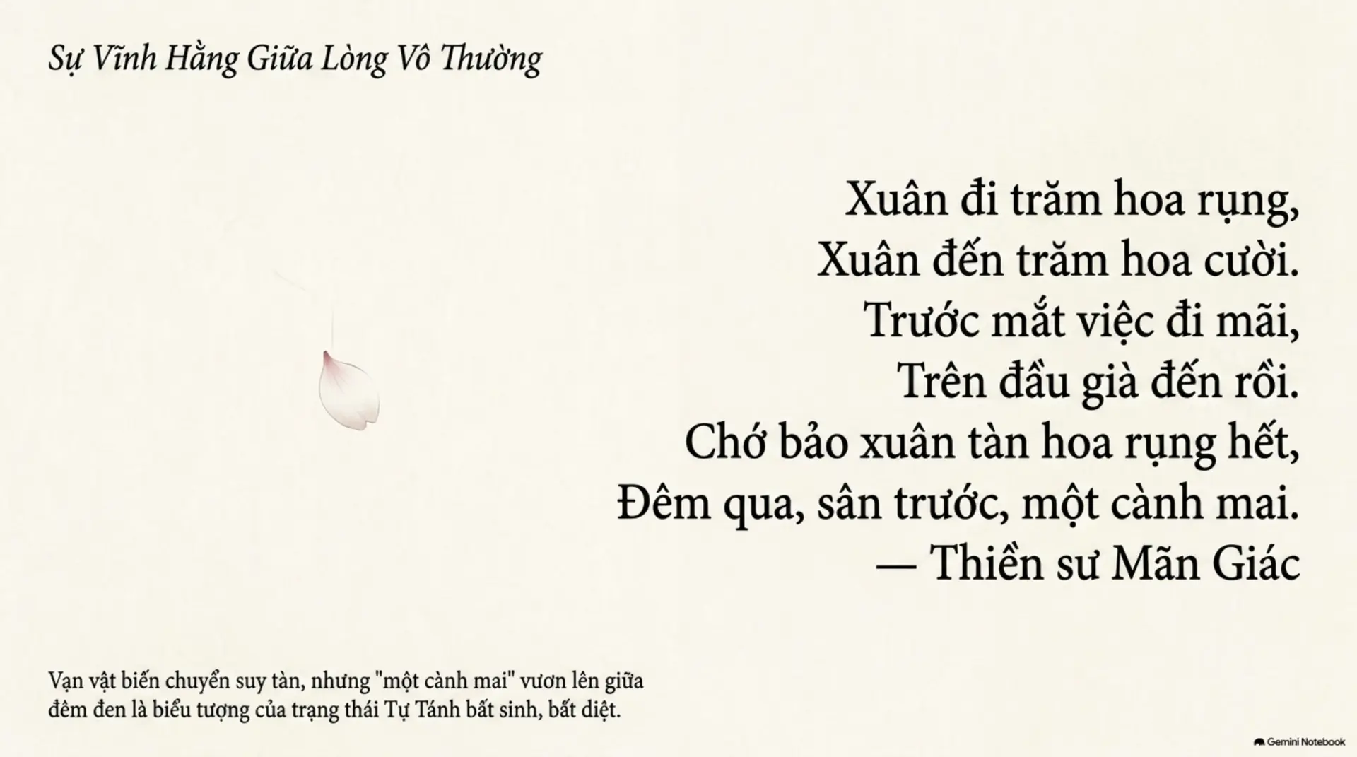Slide Tóm tắt 13 - Tìm Lại Sự Bình An Giữa Đời Thường: Những Bài Học Vô Giá Từ Thiền Sư Việt Nam Xưa