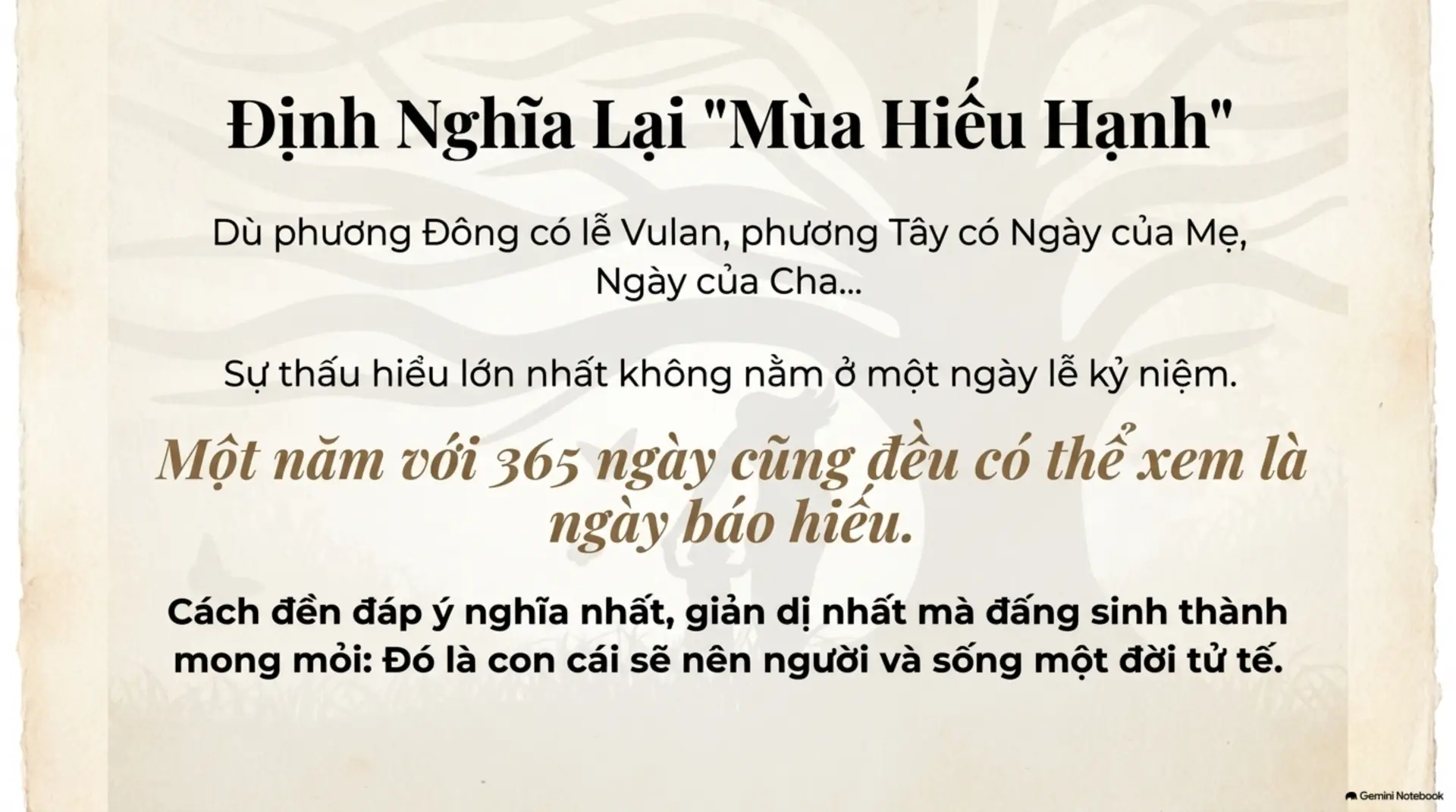Slide Tóm tắt 14 - Ơn Cha Nghĩa Mẹ: Những Khúc Vọng Tâm Tình Từ Vũ Trụ Sách Mecobooks