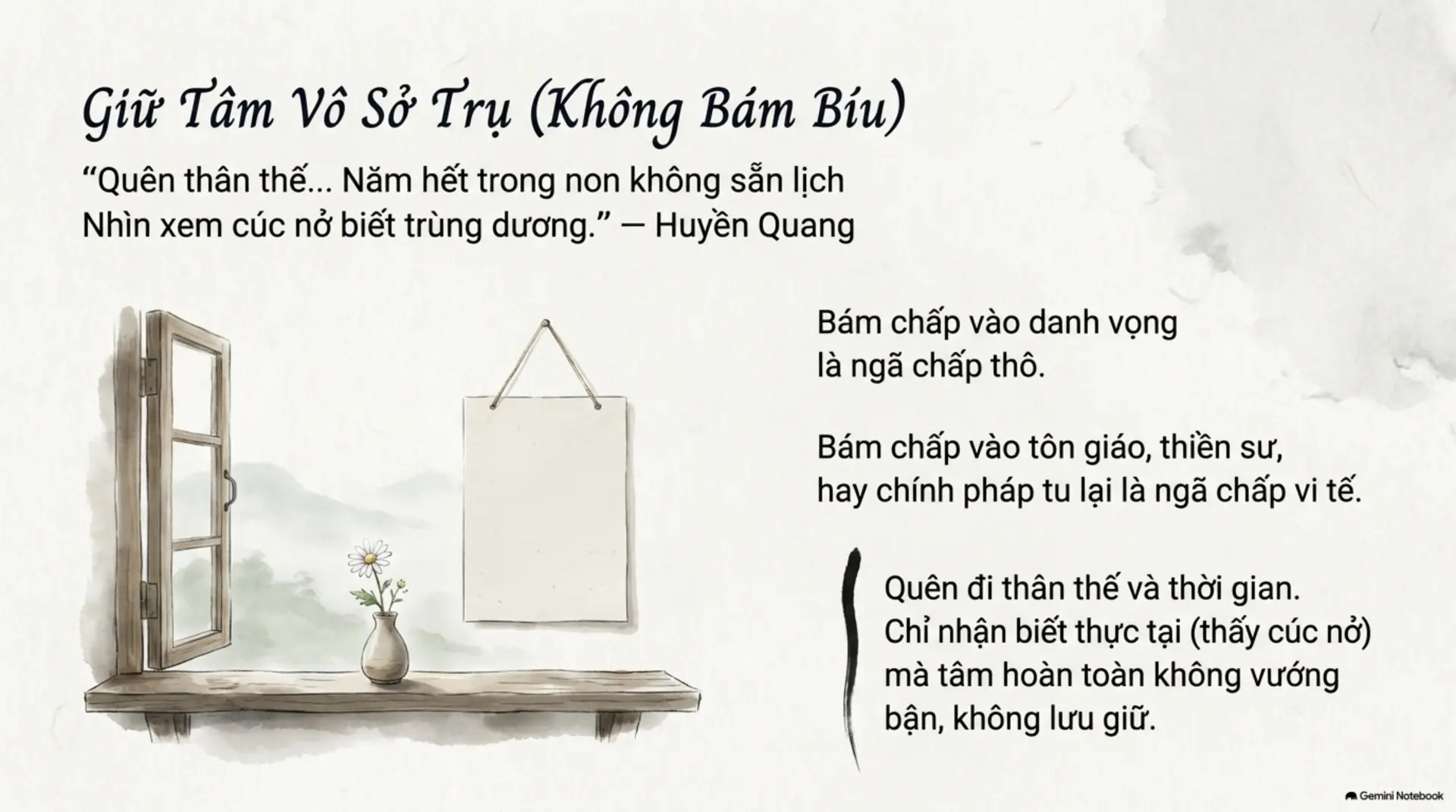 Slide Tóm tắt 14 - Tìm Lại Sự Bình An Giữa Đời Thường: Những Bài Học Vô Giá Từ Thiền Sư Việt Nam Xưa