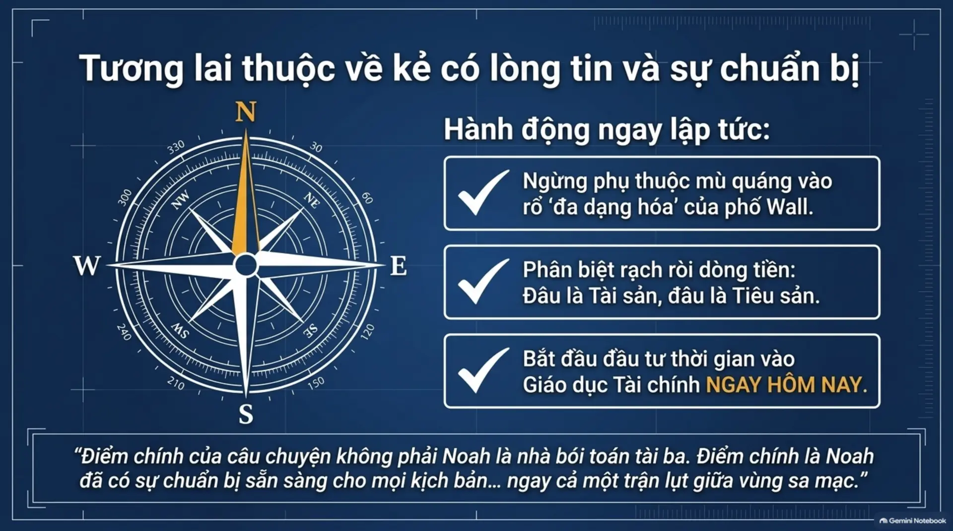 Slide Tóm tắt 14 - [Mecobooks] Bài học từ Con thuyền Noah: Tại sao chuẩn bị lại quan trọng hơn tiên đoán tài chính?