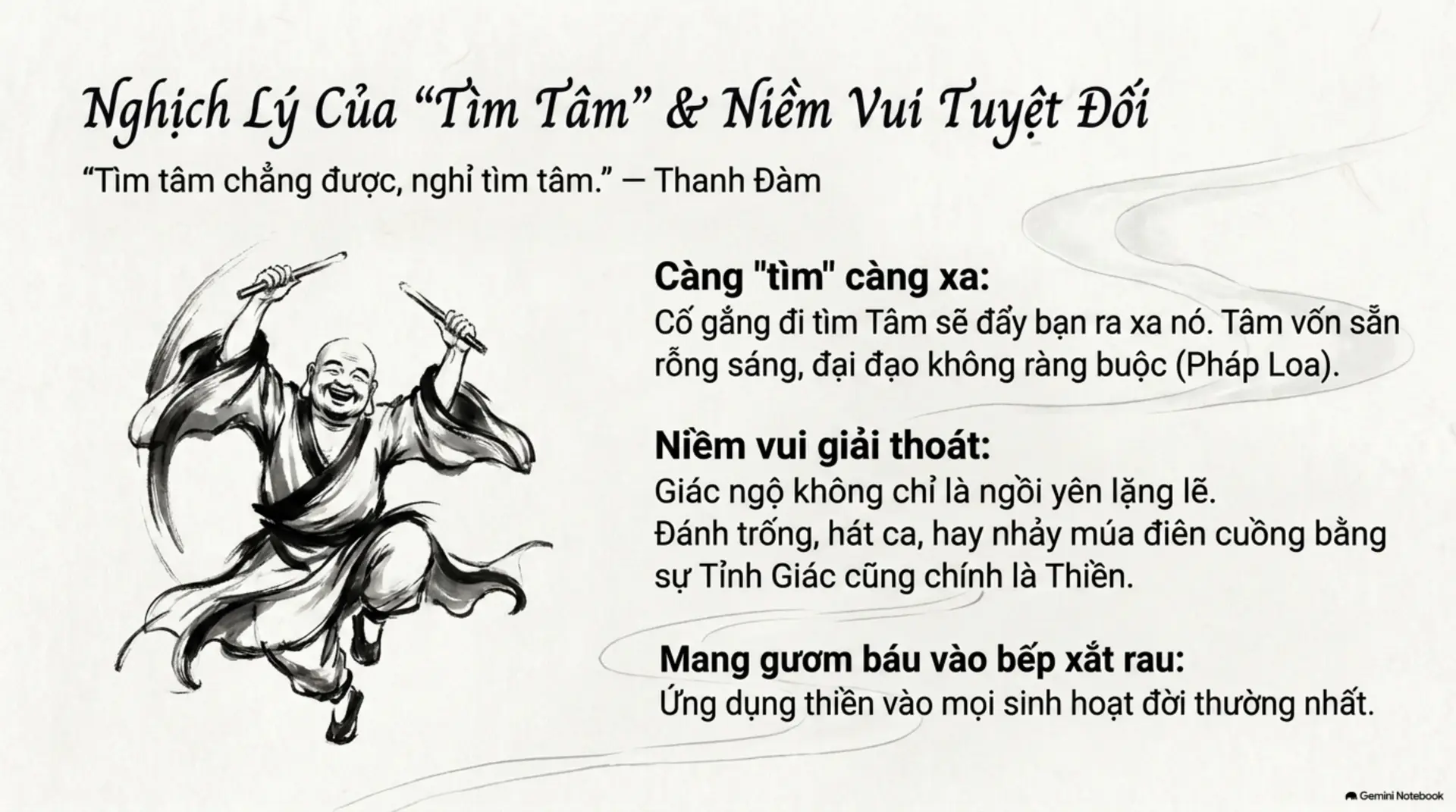 Slide Tóm tắt 15 - Tìm Lại Sự Bình An Giữa Đời Thường: Những Bài Học Vô Giá Từ Thiền Sư Việt Nam Xưa