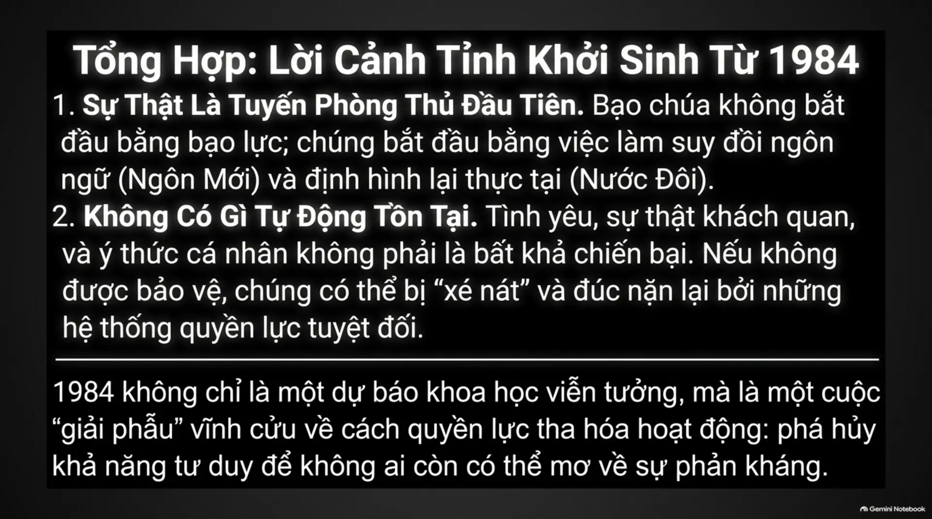 Slide Tóm tắt 18 - [1984 - George Orwell] Khi Sự Thật Bị Đánh Tráo Và 