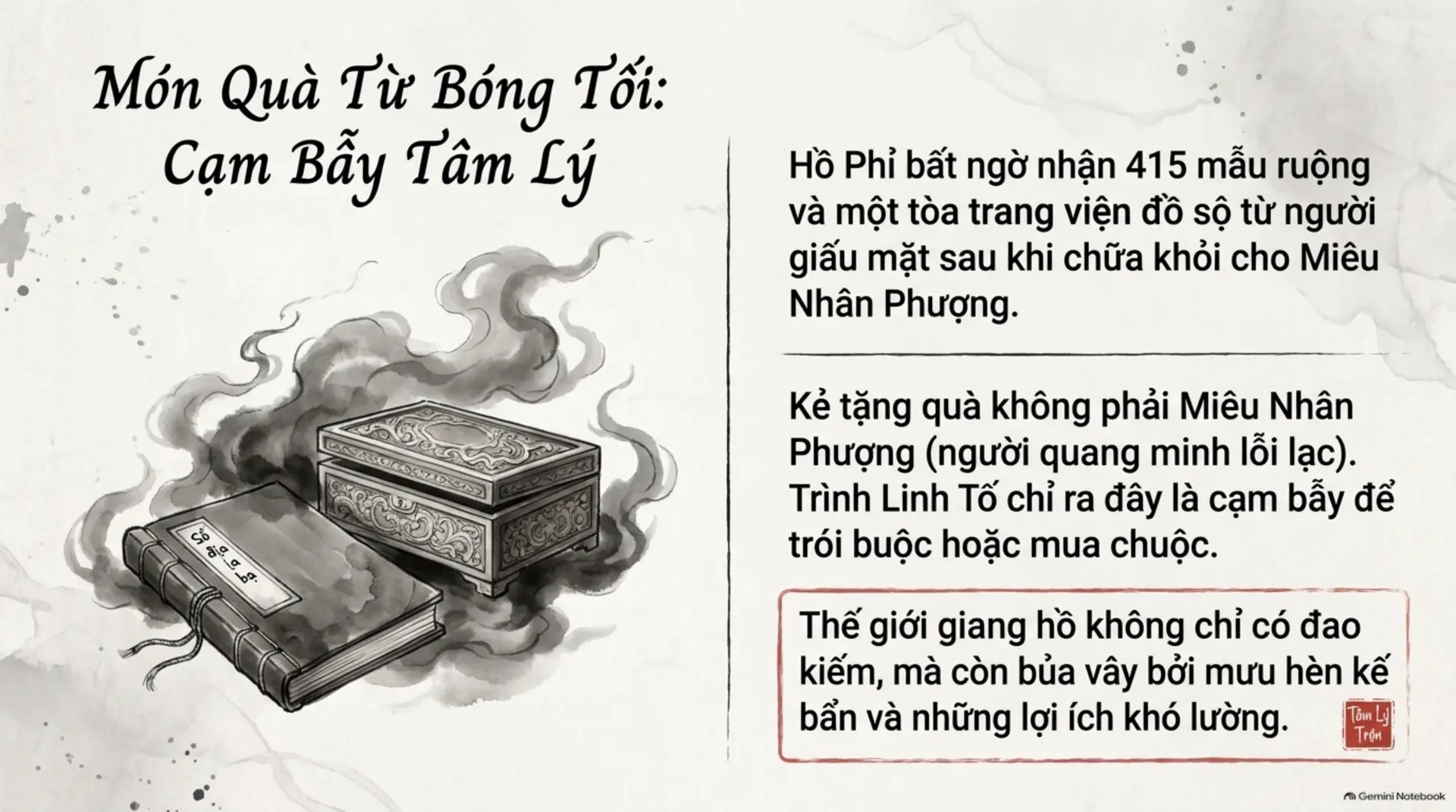 Slide Tóm tắt 18 - Giải Mã Những Nút Thắt Kịch Tính Tại Thương Gia Bảo: Khúc Dạo Đầu Đầy Máu Và Nước Mắt Trên Phím Đàn Định Mệnh